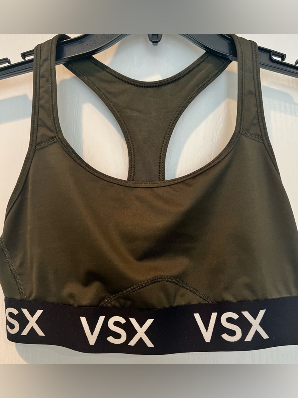 VSX Olive Racerback Sports Bra with Branded Band Wireless Victoria Sport Large